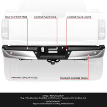 Load image into Gallery viewer, DNA Rear Step Bumper for Ford F150 (2015-2020) with or without Sensor Holes - Black or Chrome - With Parking Sensor Holes / Chrome Alternate Image