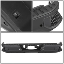 Load image into Gallery viewer, DNA Rear Step Bumper for Chevy Silverado &amp; GMC Sierra 1500 (2019-2023) with License Plate Lights - Black or Chrome - With Parking Sensor Holes / with Exhaust Cutouts / Chrome Alternate Image