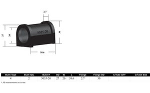 Whiteline Sway Bar Mount Bushing Kit Toyota Corolla E86 (1983-1987) [22mm] Rear - KSK018-20