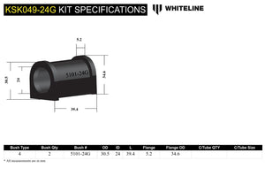 Whiteline Sway Bar Mount Bushing Kit Mitsubishi Lancer EVO (1996-2007) [24mm] Front - KSK049-24