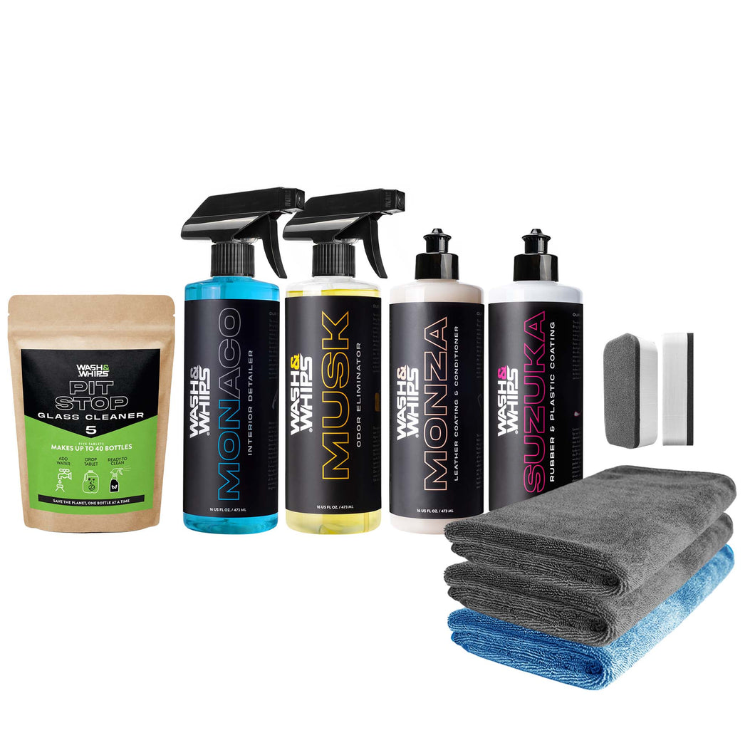 WASH&WHIPS Interior Car Detailing Kit ($95 Value) 9 Piece