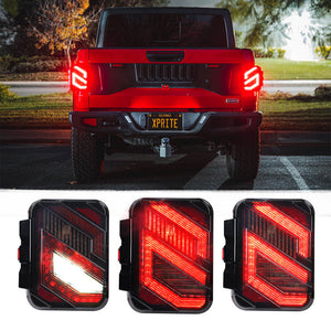 Xprite LED Tail Light Assembly Savage Series Jeep Gladiator JT (2020-2022) Black/Smoke