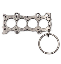 Load image into Gallery viewer, Metal keychain shaped like a head gasket on a white background Alternate Image