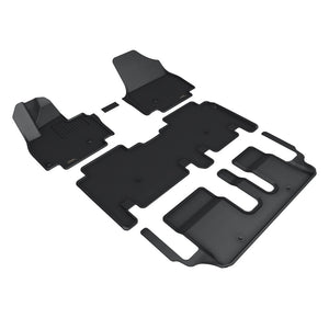 3D MAXpider Floor Mats Kia EV9 7 Seat (2024) All-Weather Kagu Series Black - Front / Second / Third  Row