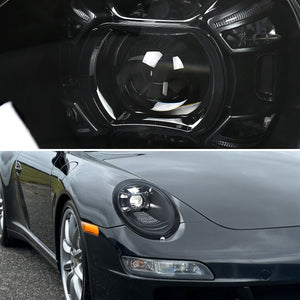 Spec-D Projector Headlights Porsche 911 (08-19) 997 & 991 LED Matrix Style - Black