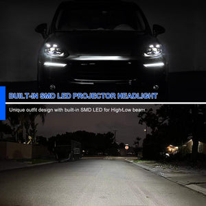 Spec-D Projector Headlights Porsche Cayenne (08-23) 957 & 958 LED Matrix or Quad LED Bar Style - Black