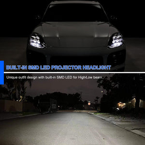 Spec-D Projector Headlights Porsche Cayenne (08-23) 957 & 958 LED Matrix or Quad LED Bar Style - Black