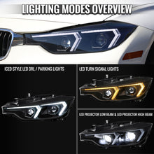 Load image into Gallery viewer, Spec-D Projector Headlights BMW F30 320i 328i 330i 335i 340i (2012-2015) Full LED or Halogen with Sequential Turn Signals - Black or Chrome Alternate Image