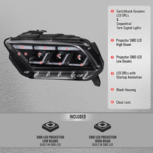 Load image into Gallery viewer, Spec-D Full LED Headlights for Ford Mustang S197 (2010-2014) S650 Style in a Black Housing w/ Sequential Turn Signals - Default Title Alternate Image