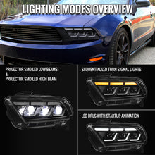 Load image into Gallery viewer, Spec-D Full LED Headlights for Ford Mustang S197 (2010-2014) S650 Style in a Black Housing w/ Sequential Turn Signals - Default Title Alternate Image