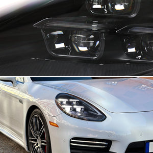 Spec-D Projector Headlights Porsche Panamera (10-22) 970 LED Matrix or Quad LED Bar Style - Black