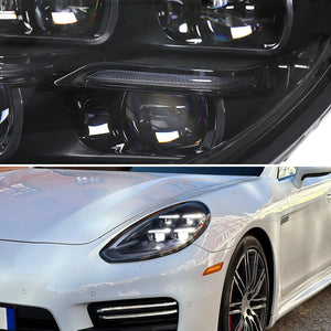 Spec-D Projector Headlights Porsche Panamera (10-22) 970 LED Matrix or Quad LED Bar Style - Black