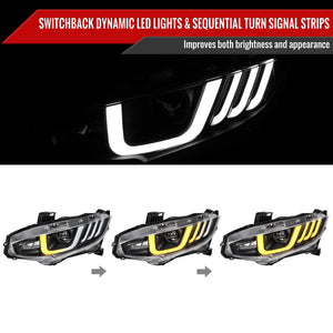 Spec-D Projector Headlights Honda Civic (2016-2021) LED Bar w/ Sequential Signal Chrome/Black