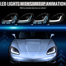 Load image into Gallery viewer, Spec-D Projector LED Headlights for Chevy Corvette C6 (2005-2013) C7 Design with Sequential Turn Signals - Black C7 Alternate Image