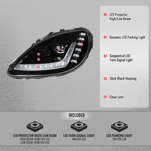 Load image into Gallery viewer, Spec-D Projector LED Headlights for Chevy Corvette C6 (2005-2013) C7 Design with Sequential Turn Signals - Black C7 Alternate Image