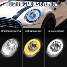 Load image into Gallery viewer, Spec-D LED Projector Headlights for Mini Cooper F55 / F56 / F57 (14-24) Clubman F54 (16-24) LED DRL Light Bar Black / Chrome - Clear or Smoked Lens Alternate Image