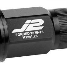 Load image into Gallery viewer, J2 Engineering Lug Nuts (M12 x 1.25) 20 Piece Set With Open Vertical Knurled Ring End - Black / Blue / Red Alternate Image