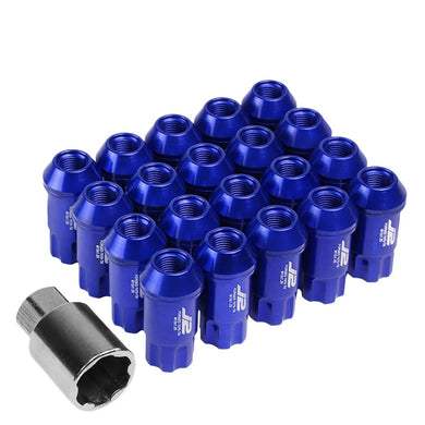 J2 Engineering Spiked Lug Nuts (M12 x 1.25) 20 Piece Set With Open Spline End - Black / Blue / Red