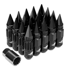 Load image into Gallery viewer, J2 Engineering Spike Lug Nuts (M12 x 1.25) 16 Piece Set With Open Knurled End and Lock Nuts- Black / Blue / Red Alternate Image