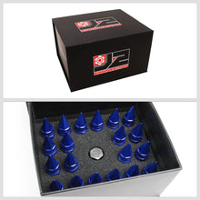 Load image into Gallery viewer, J2 Engineering Spike Lug Nuts (M12 x 1.25) 16 Piece Set With Open Knurled End and Lock Nuts- Black / Blue / Red Alternate Image