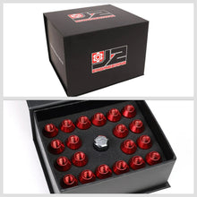 Load image into Gallery viewer, J2 Engineering Lug Nuts (M12 x 1.25) 20 Piece Set With Open Knurled or Triple Groove End - Black / Blue Red Alternate Image