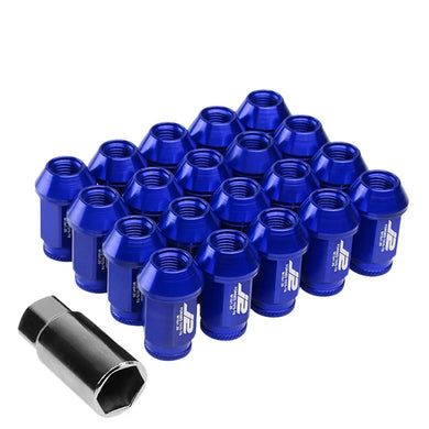 J2 Engineering Lug Nuts (M12 x 1.25) 20 Piece Set With Open Knurled End - Black / Blue / Red
