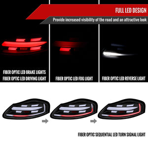 Spec-D Full LED Tail Lights Porsche Boxster 986 (1998-2004) Black Housing w/ White LED Bar