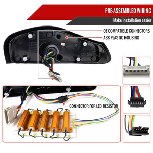 Spec-D Full LED Tail Lights Porsche Boxster 986 (1998-2004) Black Housing w/ White LED Bar