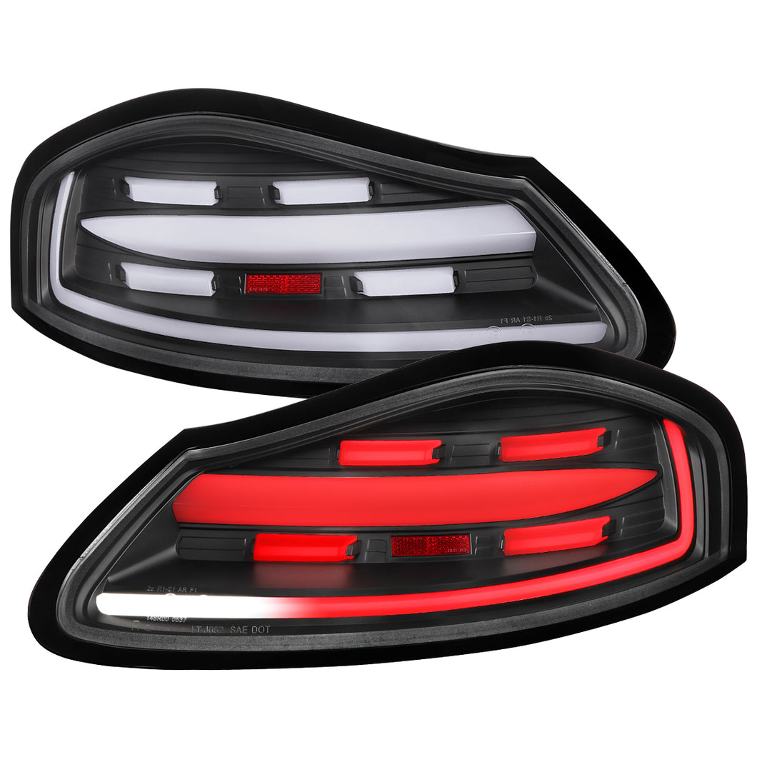 Spec-D Full LED Tail Lights Porsche Boxster 986 (1998-2004) Black Housing w/ White LED Bar