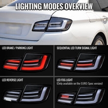 Load image into Gallery viewer, Spec-D LED Tail Lights for BMW M5 528i 535i 550i F10 Sedan (2011-2013) Sequential Signals - Black with Red or White Bars Alternate Image