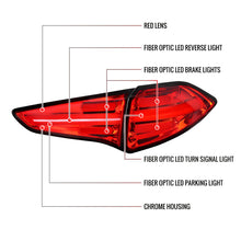 Load image into Gallery viewer, Spec-D Tail Lights Hyundai Tucson (2016-2018) Fiber Optic Full LED Chrome w/ Red Lens Alternate Image