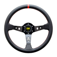 Load image into Gallery viewer, OMP Corsica Liscio Dished Spoke Steering Wheel [350mm] Black or Black/Red - Black/Red Alternate Image