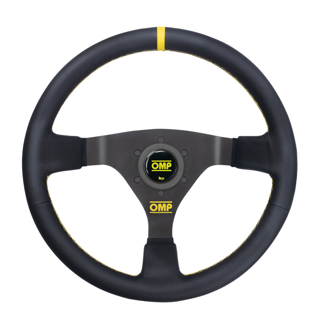 OMP WRC Steering Wheel [350mm Dished - Leather] Black or Black/Red