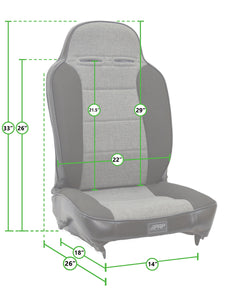 PRP Enduro High Back Reclining Suspension Seat [Classic Series] Multiple Color Finish