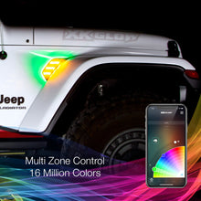 Load image into Gallery viewer, XKGlow RGB + Amber Fender Vent Jeep Wrangler JL/ Gladiator JT w/ Turn Signal Running Light / XKChrome Smartphone App Alternate Image