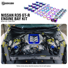 Load image into Gallery viewer, Fast Turn Fittings Engine Bay Hardware Kit for Nissan R35 GT-R (2009-2023) Titanium - Cosmic Burn / Blue / Black / Purple / Gold / Polished / Oil Slick Alternate Image