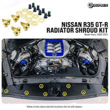 Load image into Gallery viewer, Fast Turn Fittings Radiator Shroud Hardware Kit for Nissan R35 GT-R (2009-2023) Titanium - Cosmic Burn / Black / Blue / Gold / Oil Slick / Polished / Purple Alternate Image