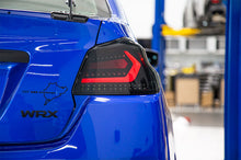 Load image into Gallery viewer, OLM LED Tail Lights for Subaru WRX / WRX STI (2015-2021) Evolution Series White Bar with Black Base &amp; Smoked Lens OLMA.70032.1-SB Alternate Image