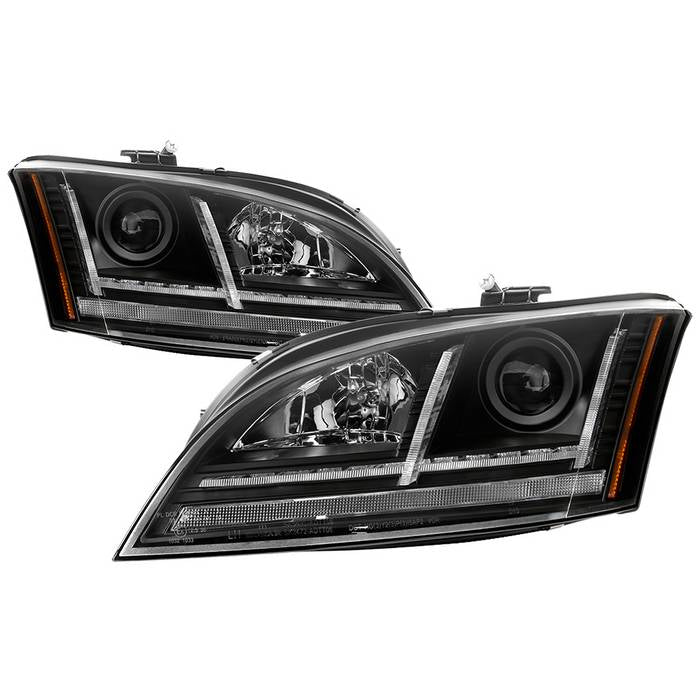 Spyder Projector Headlights Audi TT (08-15) Factory Halogen [Signature Series - Sequential LED Turn Signal] Clear Lens