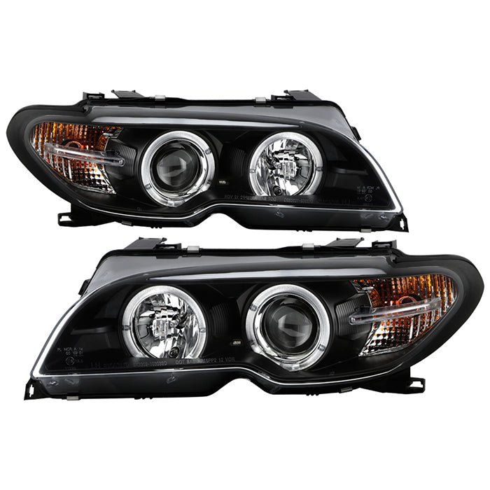 Spyder Projector Headlights BMW E46 Coupe (04-06) Halogen Models [Signature Series w/ LED Halo] Clear Lens