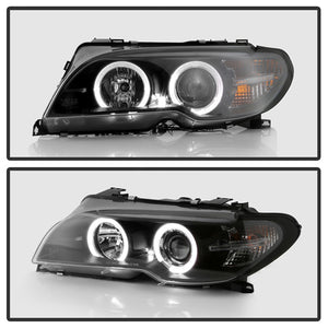 Spyder Projector Headlights BMW E46 Coupe (04-06) Halogen Models [Signature Series w/ LED Halo] Clear Lens