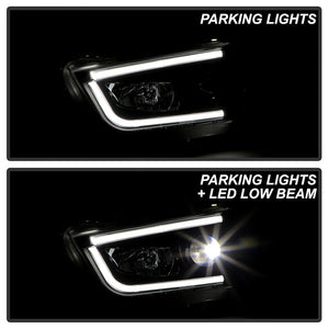 Spyder Projector Headlights Dodge Charger (11-14) Factory Halogen [Platinum Series - LED Light Tube Parking Lights] Black Housing