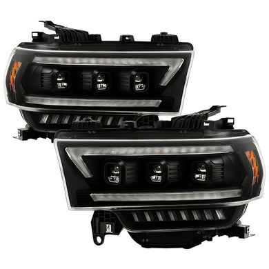 Spyder LED Projectile Headlights Dodge Ram 2500/3500 (19-22) Halogen Model [Apex  Series - Sequential LED Turn Signal] Black