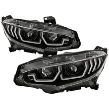 Load image into Gallery viewer, Spyder LED Projectile Headlights Honda Civic (16-20) Halogen Model [Apex  Series - Sequential LED Turn Signal] Black Alternate Image