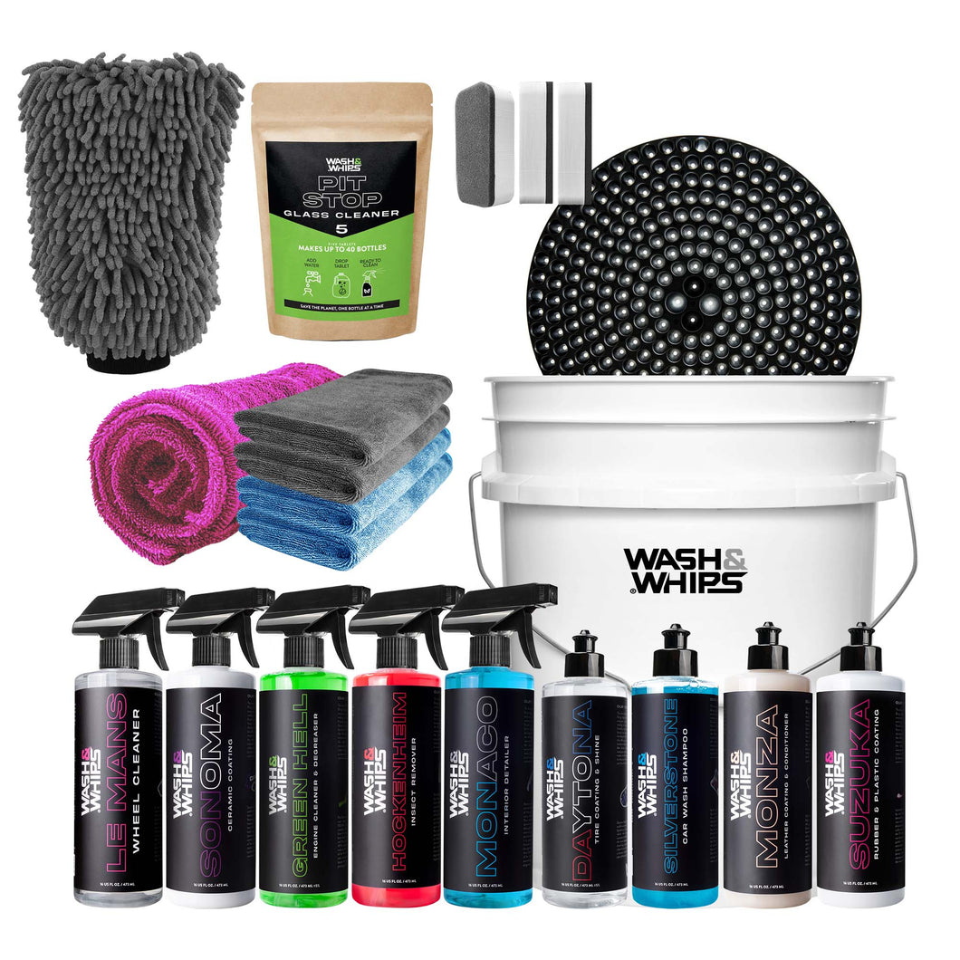 WASH&WHIPS Quick Detailing Pro Kit for Auto Detailing (16-Piece) Complete Car Care Set
