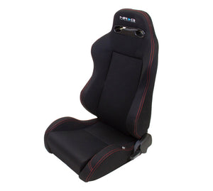 NRG Racing Reclinable Racing Seat (Black w/ Red Stitching) Type-R Style RSC-200L