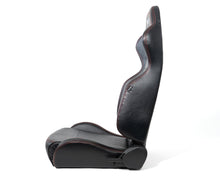 Load image into Gallery viewer, NRG Racing Reclinable Sport Racing Seat (PVC Leather) Black - White or Red Stitch RSC-208 - White Stitch Alternate Image