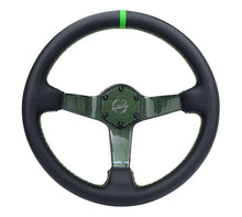Load image into Gallery viewer, NRG Carbon Fiber Colored Steering Wheel (350mm, 3" Deep) Leather Wrapped - Blue / Green / Red / Gold / Silver RST-036CF - Green Alternate Image