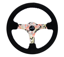Load image into Gallery viewer, NRG Steering Wheels (350mm, 3" Deep Dish) Suede 5mm Spoke Reinforced Wheel - Black / Camo / Floral Alternate Image