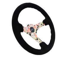 Load image into Gallery viewer, NRG Steering Wheels (350mm, 3" Deep Dish) Suede 5mm Spoke Reinforced Wheel - Black / Camo / Floral Alternate Image